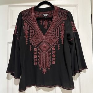 Johnny Was Gene Swing Silk Blouse size M Black